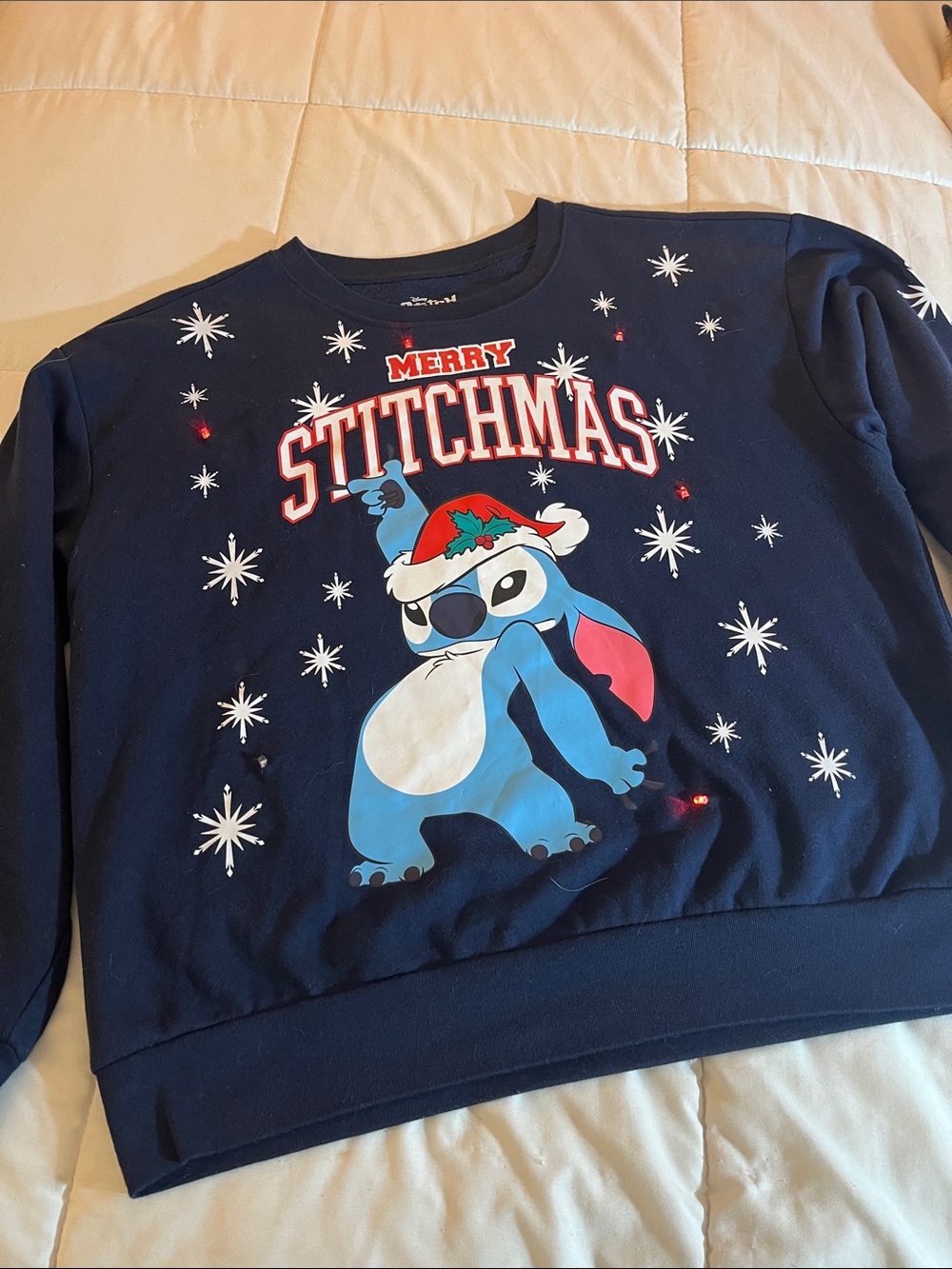 Disney Navy Blue Stitchmas Graphic Sweatshirt lights up